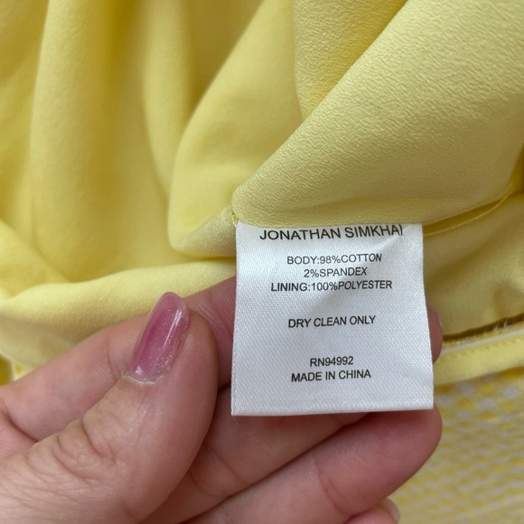 Jonathan Simkhai Womens 8 Yellow Gingham Cutout Ruffled Mini Dress Summer - Picture 9 of 9